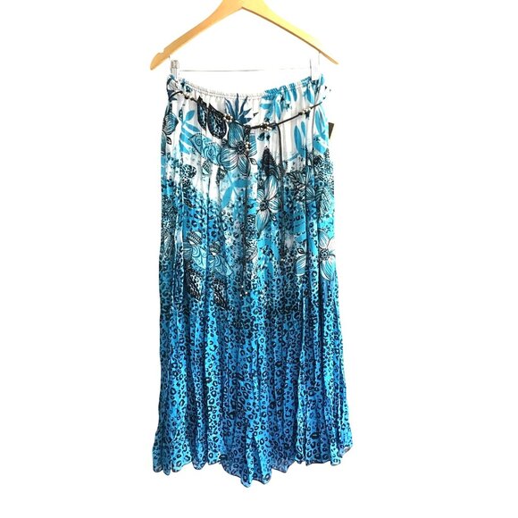 MULTIPLES-WOMEN ELASTIC WAISTW/ JEWEL BELT BOHEMIAN MAXI SKIRT SIZE X-LARGE - Picture 2 of 5